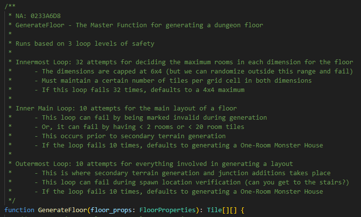 dungeon-mystery GenerateFloor comments