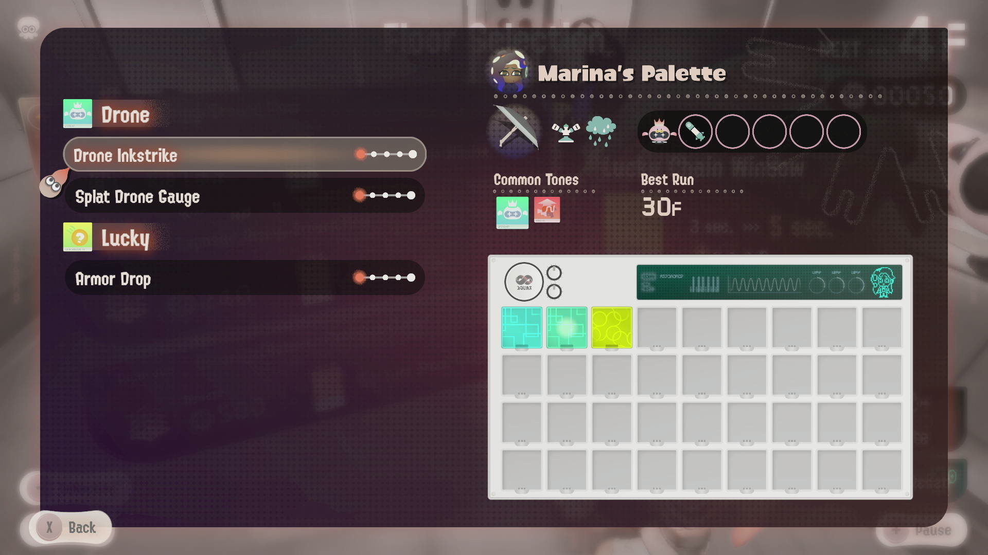 The menu for reviewing your palette in-game