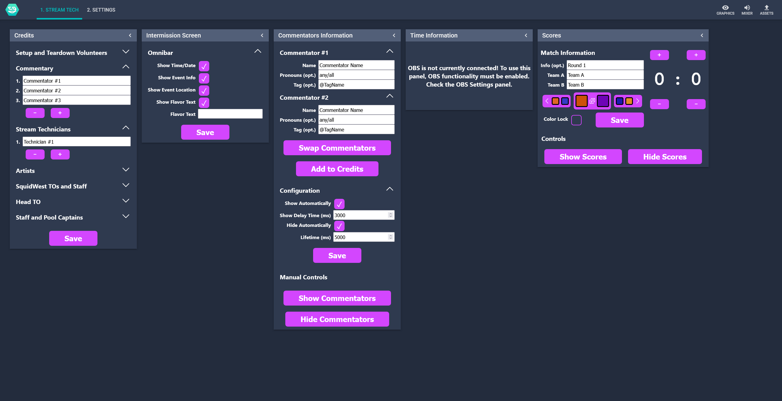 Stream Tech Dashboard for squidwest-layout-controls